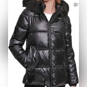 DKNY Black bomberJacket with Fur Trim